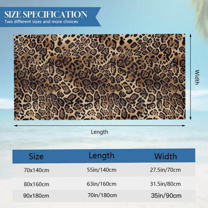 Classic Leopard Animal Print Beach Towel, Multiple Length Choices, Fluffy Soft, Heavy?Duty Water Absorption & Extra Comfortable for Beach Lounge Sessions