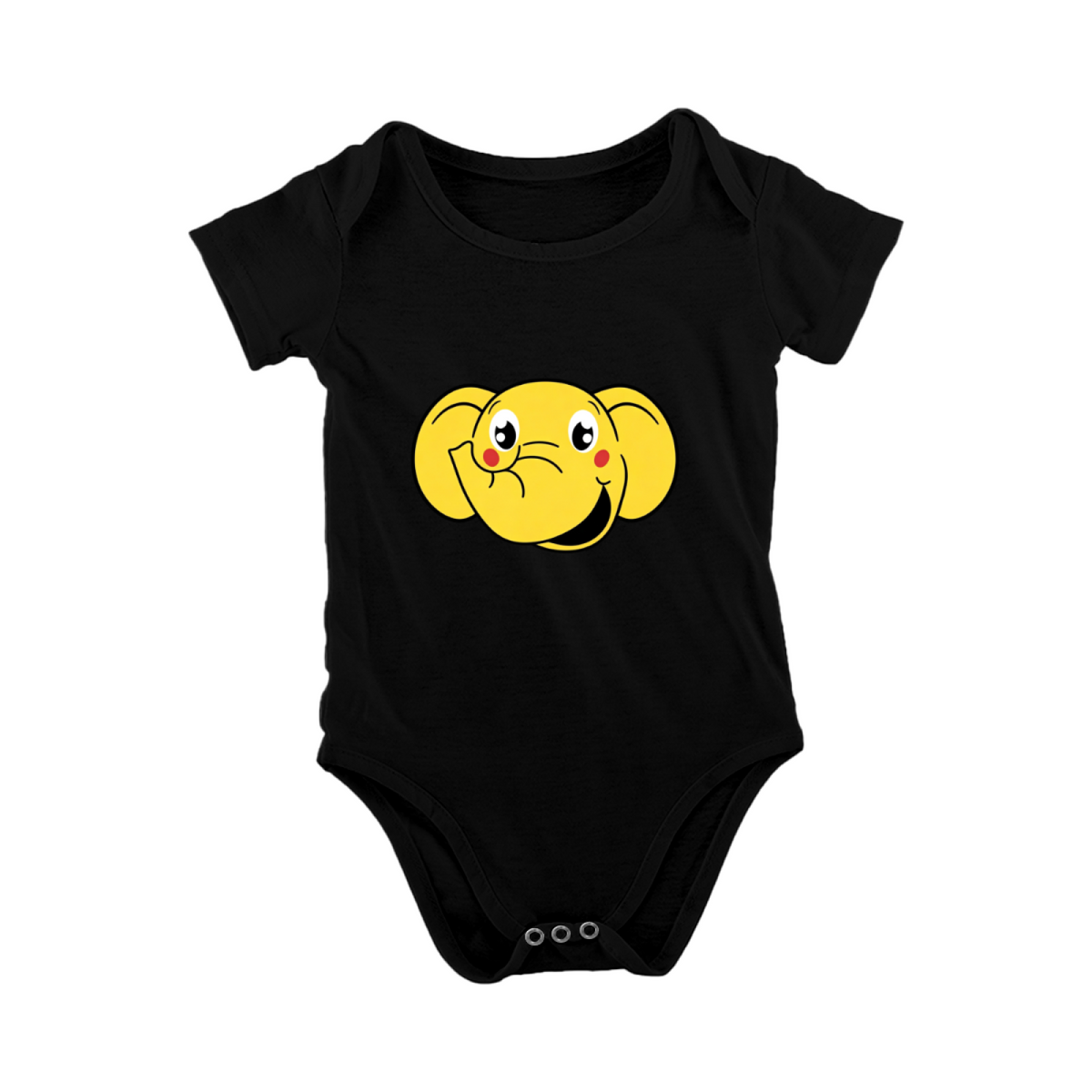 Cute Yellow Smiling Cartoon Elephant Minimal Baby Onesie Unisex