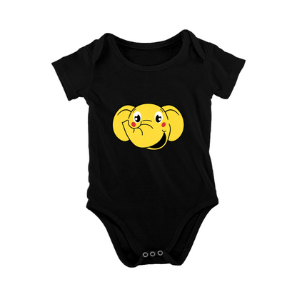 Cute Yellow Smiling Cartoon Elephant Minimal Baby Onesie Unisex
