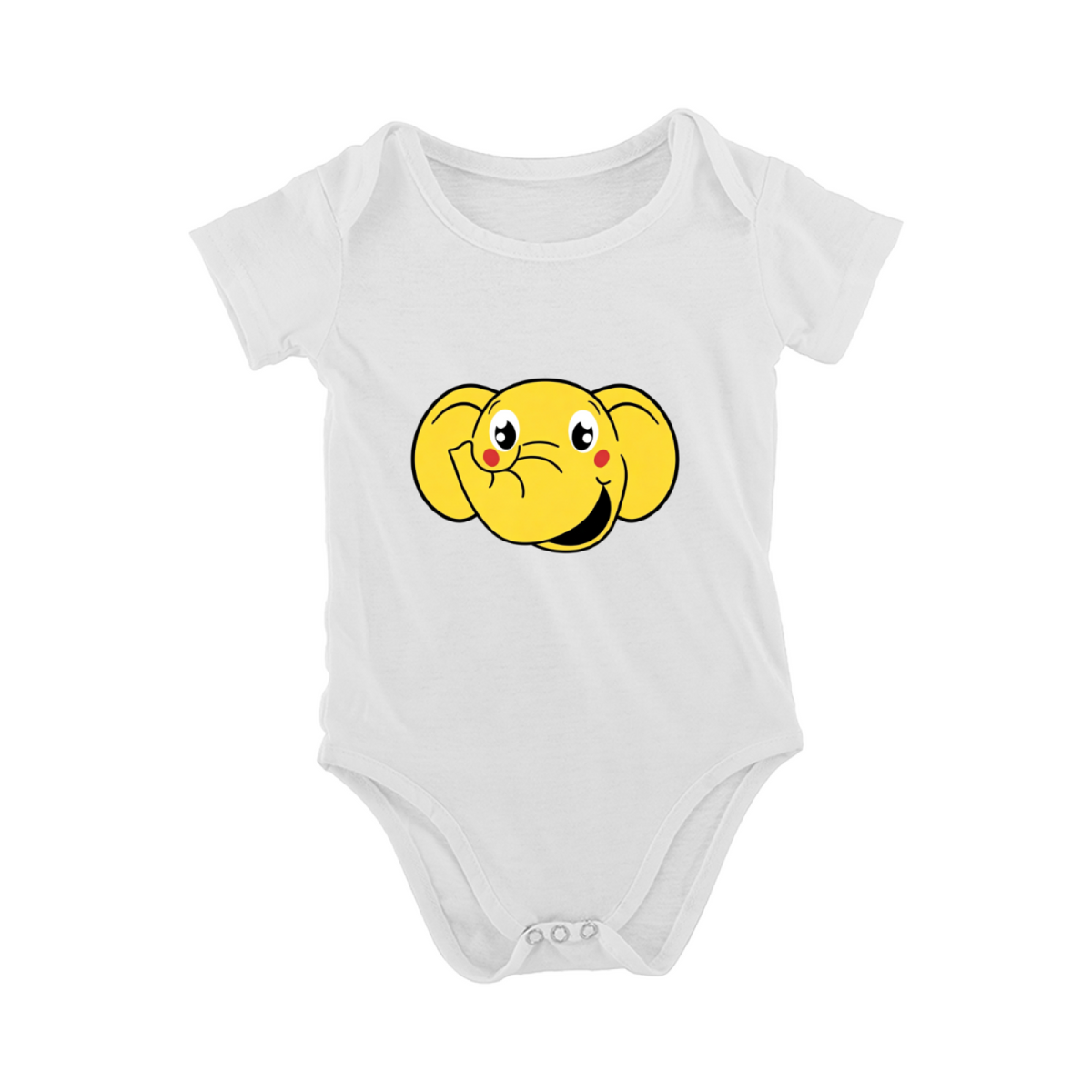 Cute Yellow Smiling Cartoon Elephant Minimal Baby Onesie Unisex