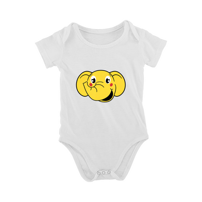 Cute Yellow Smiling Cartoon Elephant Minimal Baby Onesie Unisex