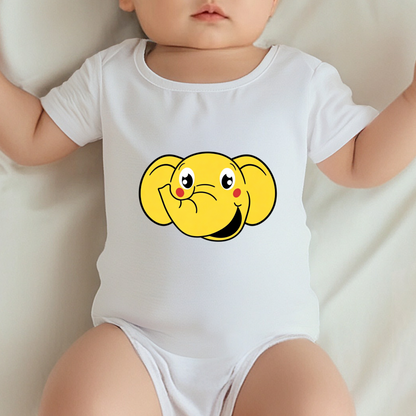 Cute Yellow Smiling Cartoon Elephant Minimal Baby Onesie Unisex