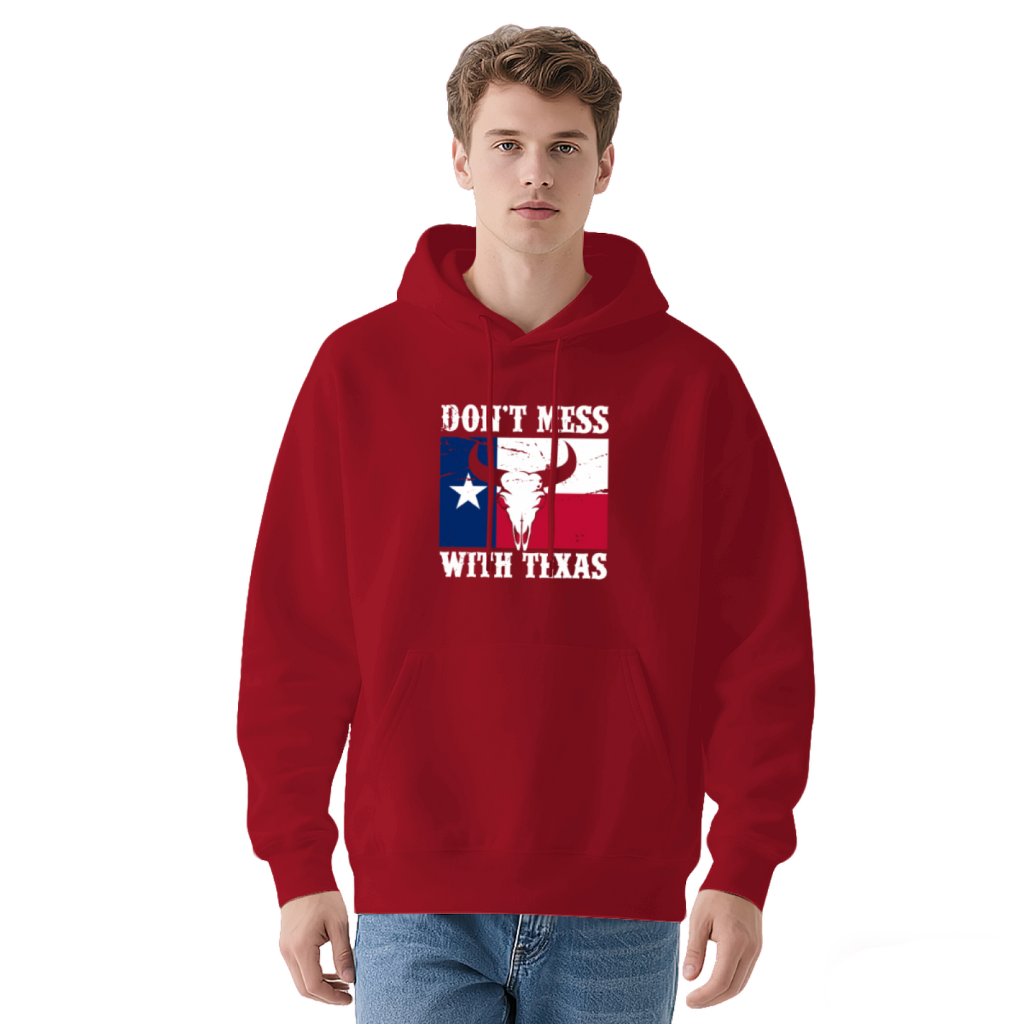 Don¡¯t Mess With Texas Flag Longhorn Hoodie, Men Comfort Patriotic Navy Hoodie