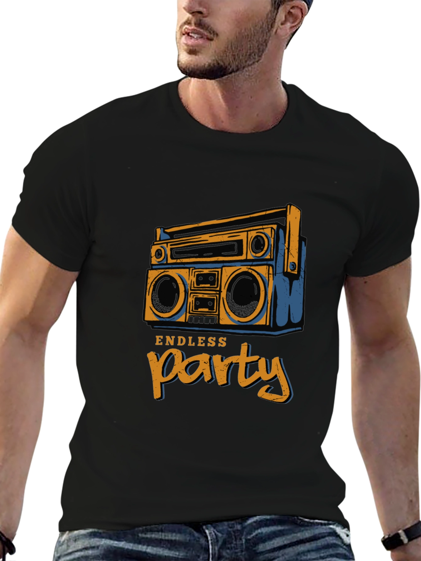 Endless Party Boombox Graphic Tee - Black