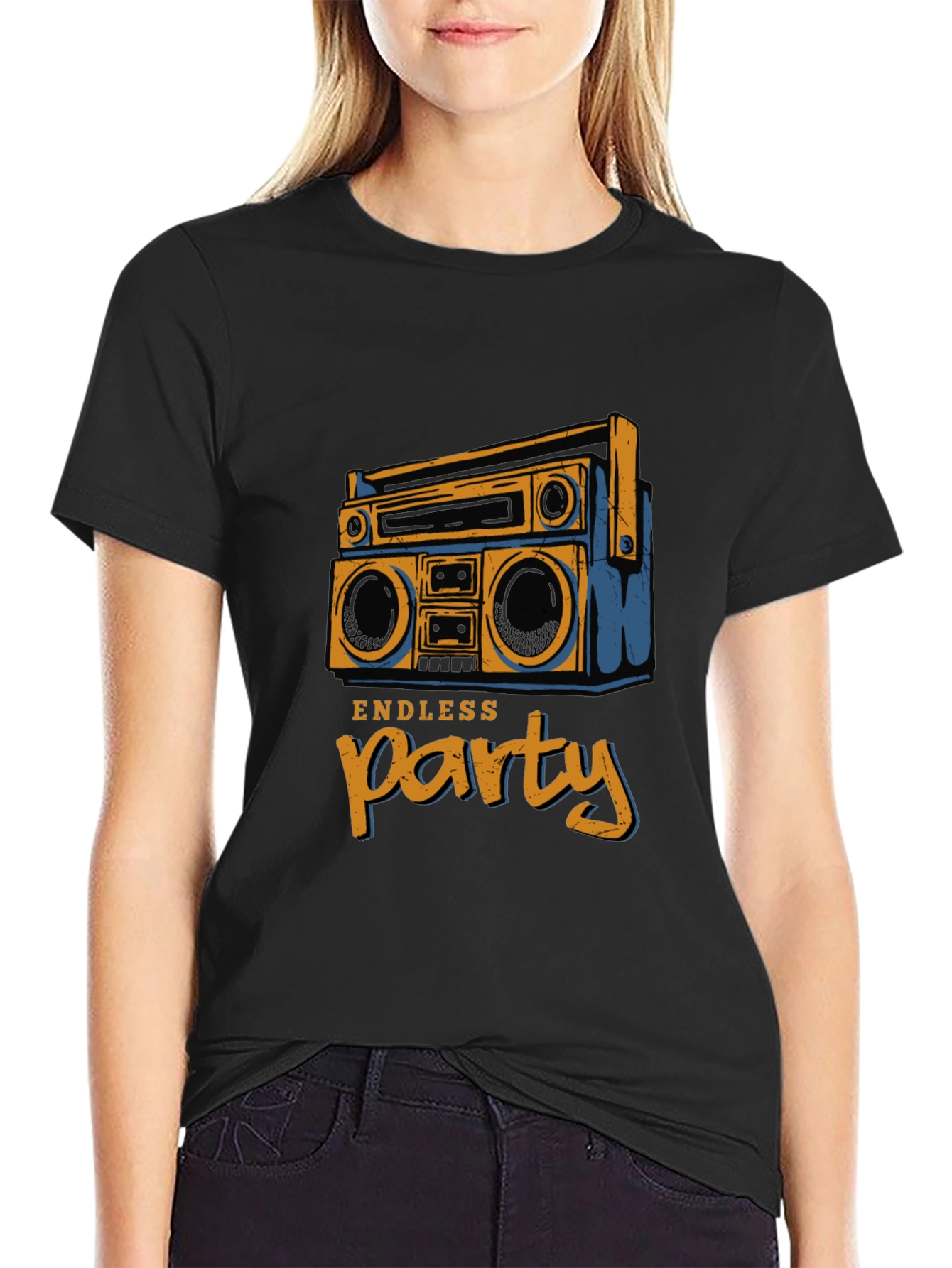 Endless Party Boombox Graphic Tee - Black