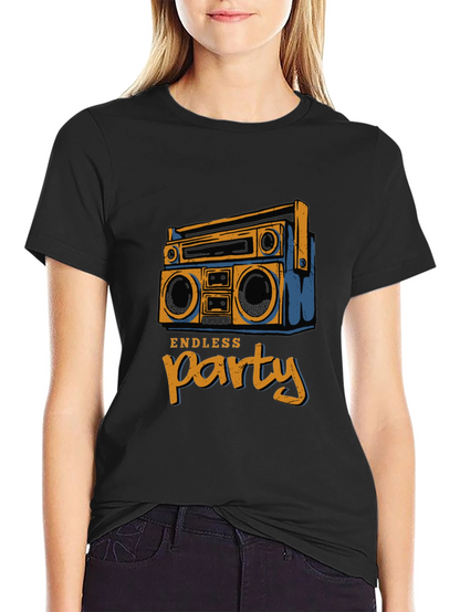 Endless Party Boombox Graphic Tee - Black