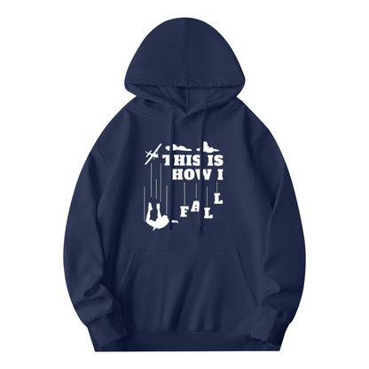 Skydiving Silhouette Navy Hoodie, Soft Adventure Lover Comfort Pullover