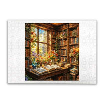 Sunlit Vintage Wooden Study Fresh Floral Book Nook Puzzle 300/500/1000pcs