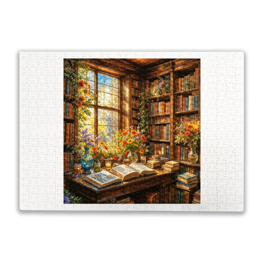 Sunlit Vintage Wooden Study Fresh Floral Book Nook Puzzle 300/500/1000pcs
