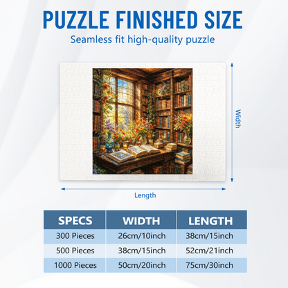Sunlit Vintage Wooden Study Fresh Floral Book Nook Puzzle 300/500/1000pcs