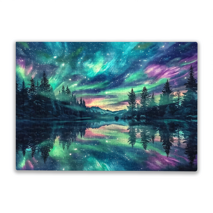 Magical Aurora Borealis Forest Lake Night Sky Puzzle