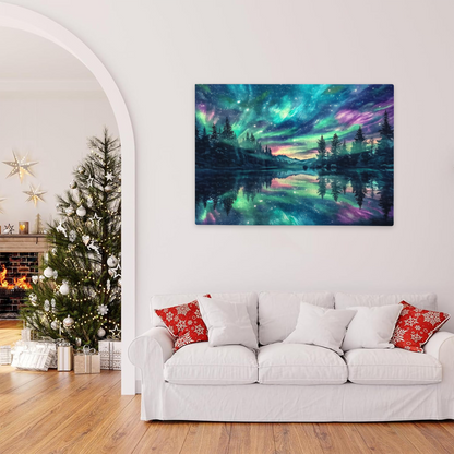 Magical Aurora Borealis Forest Lake Night Sky Puzzle