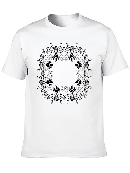 Elegant Black Floral Mandala T-Shirt