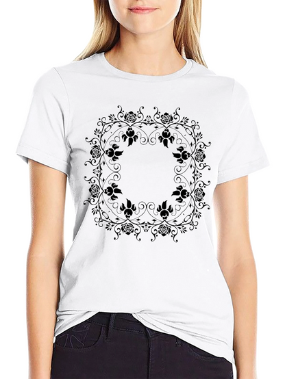 Elegant Black Floral Mandala T-Shirt
