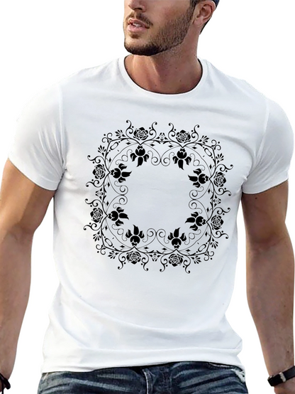 Elegant Black Floral Mandala T-Shirt