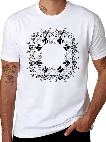 Elegant Black Floral Mandala T-Shirt