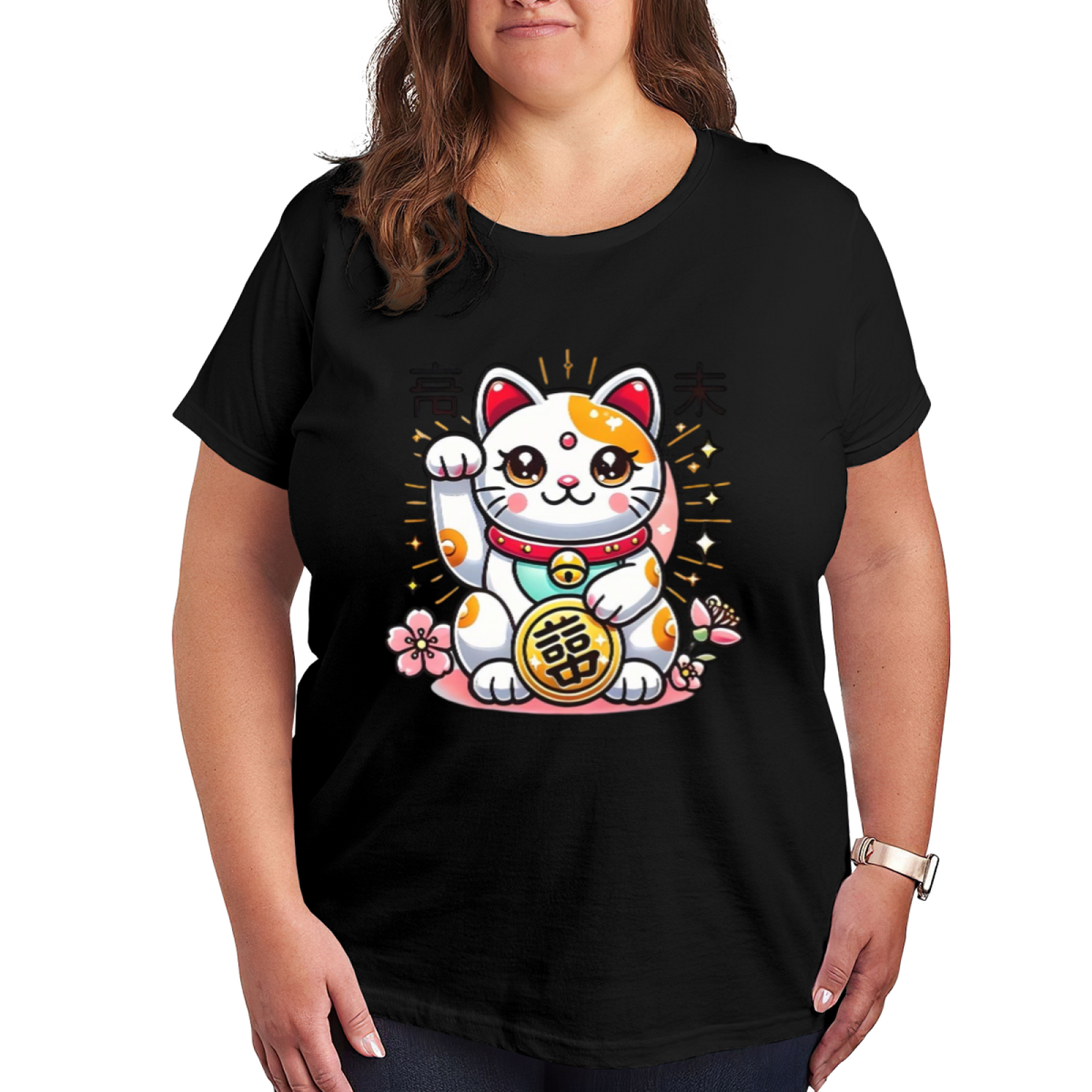 Emerald Green Rose Shimmer Hummingbird Elegant Plus Size Women Graphic Print T-Shirt
