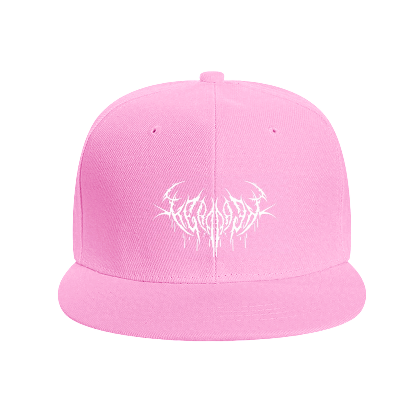 Dark Death Metal Thorn Font Blue Flat Brim Hat, Heavy Metal Streetwear Snapback