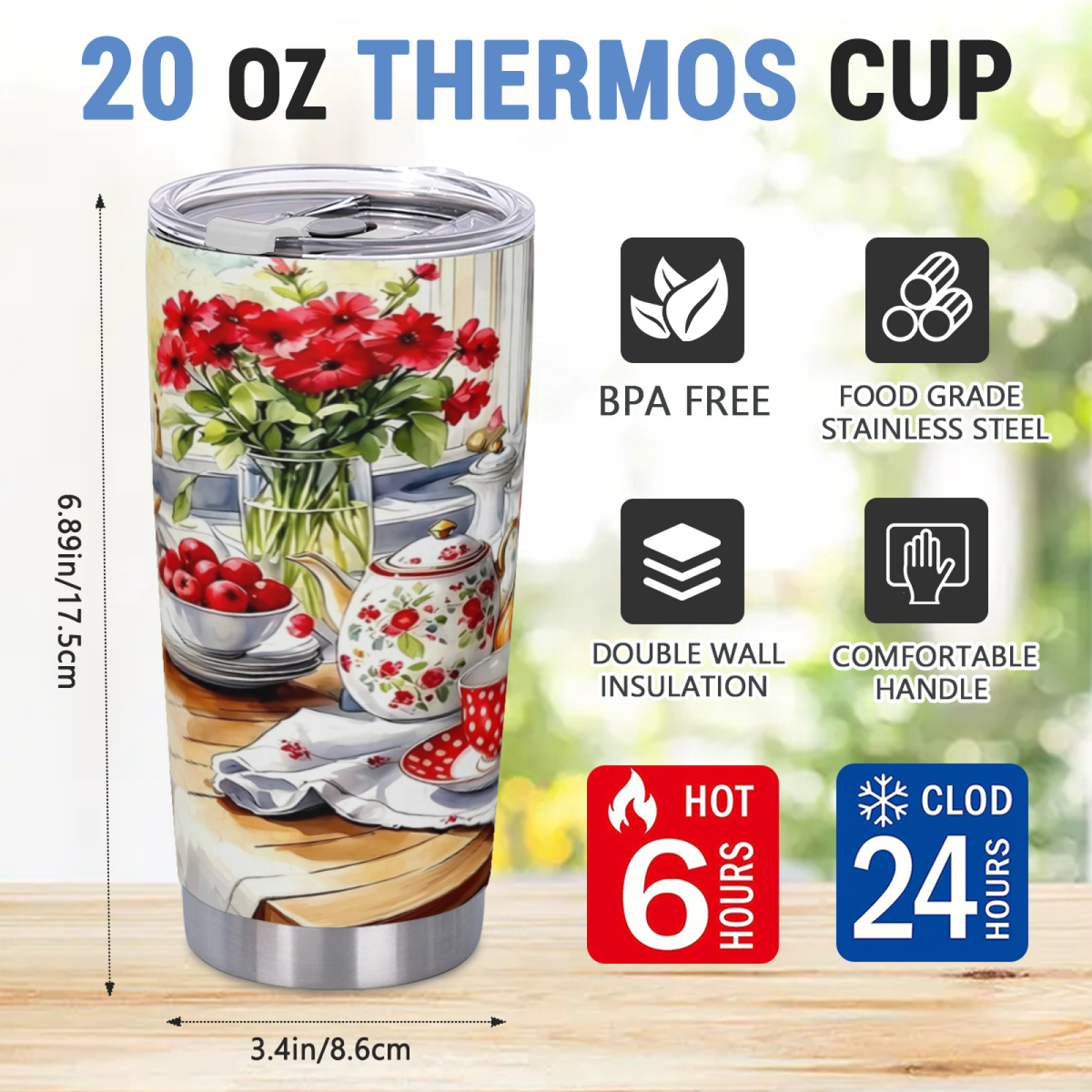 Magical Northern Lights Mountain Lake View 20oz Travel Tumbler