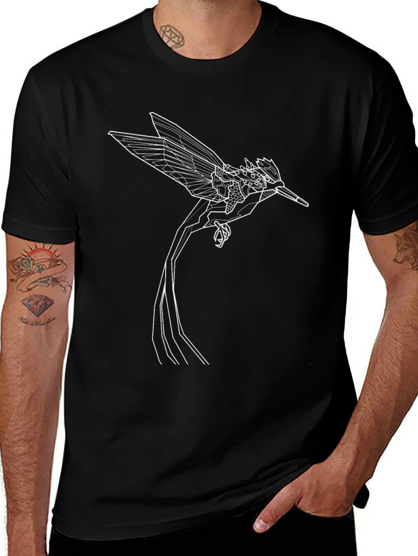 Geometric Hummingbird Graphic Tee