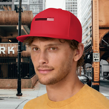 Minimal Paris Stripe Print Red Streetwear Snapback Sun Hat