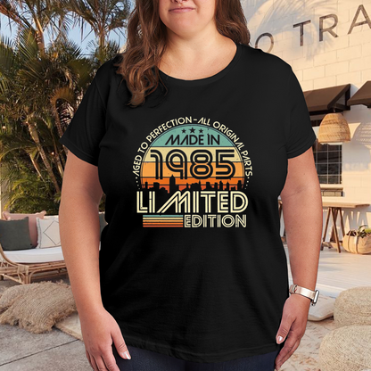 Retro Vintage Made In 1985 Limited Edition Birthday Graphic Plus Size Women Printed T-Shirt