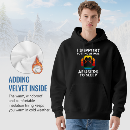 Animal Lover Anti-Abuse Rainbow Paw Print Hoodie, Cozy Casual Black Pullover Hoodie