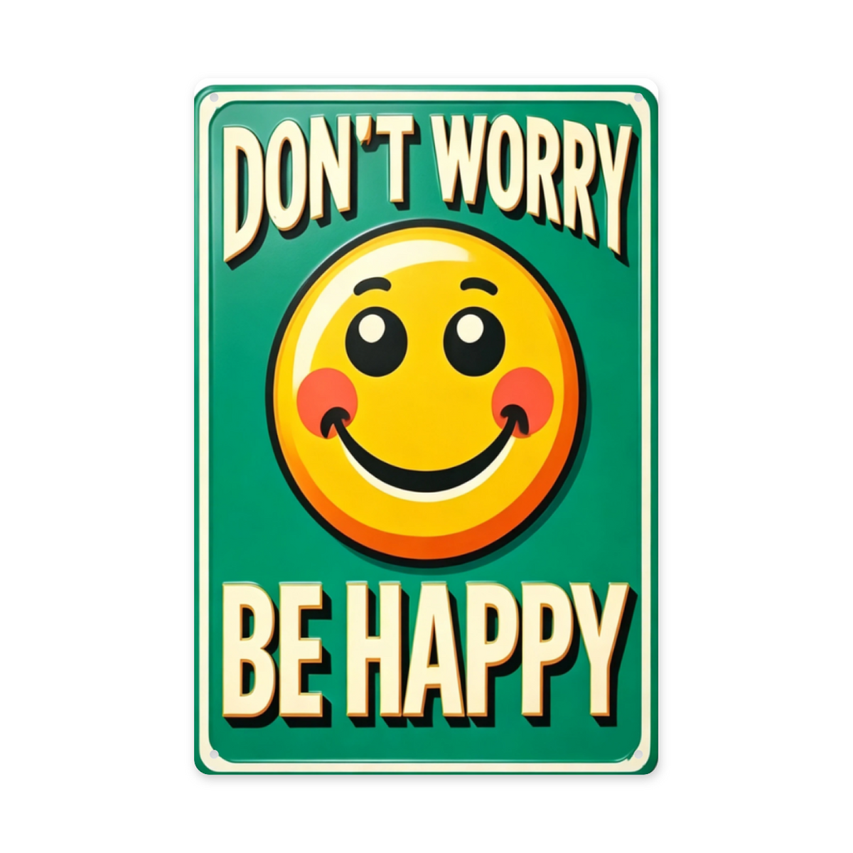Vintage Don¡¯t Worry Be Happy Smiley Face Metal Sign