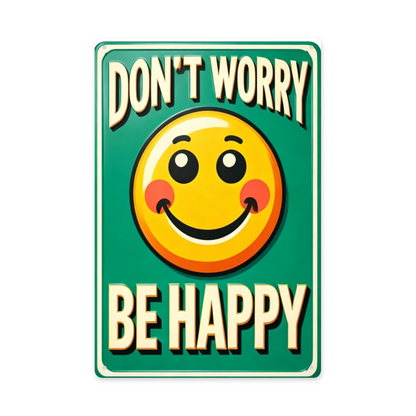 Vintage Don¡¯t Worry Be Happy Smiley Face Metal Sign