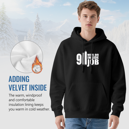 Conspiracy Theory 911 Inside Job Statement Hoodie, Men Trendy Comfort Black Hoodie