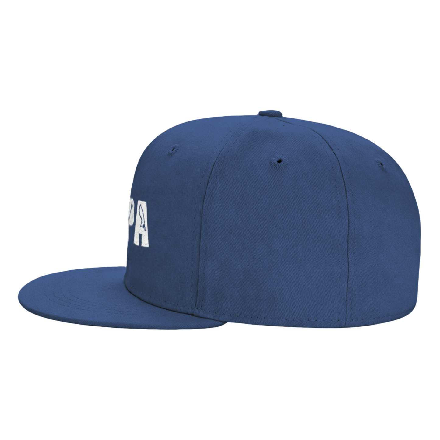 Fishing Hook Pattern PAPA Distressed Print Blue Snapback Hat