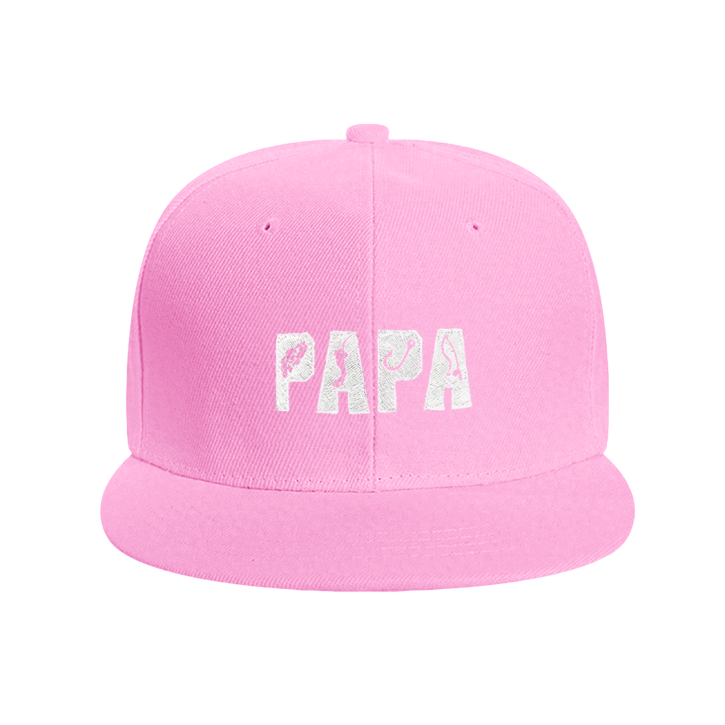 Fishing Hook Pattern PAPA Distressed Print Blue Snapback Hat