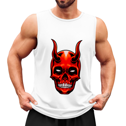 Devil Horn Red Skull Graphic Men¡¯s Muscle Tank Top