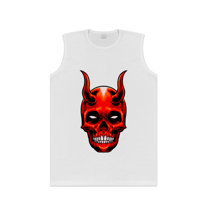 Devil Horn Red Skull Graphic Men¡¯s Muscle Tank Top