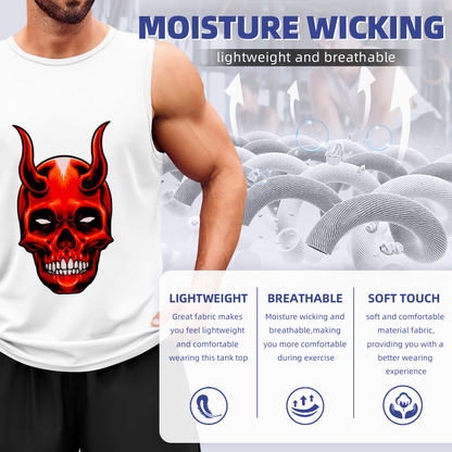 Devil Horn Red Skull Graphic Men¡¯s Muscle Tank Top