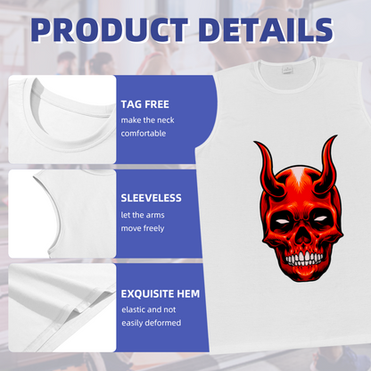 Devil Horn Red Skull Graphic Men¡¯s Muscle Tank Top