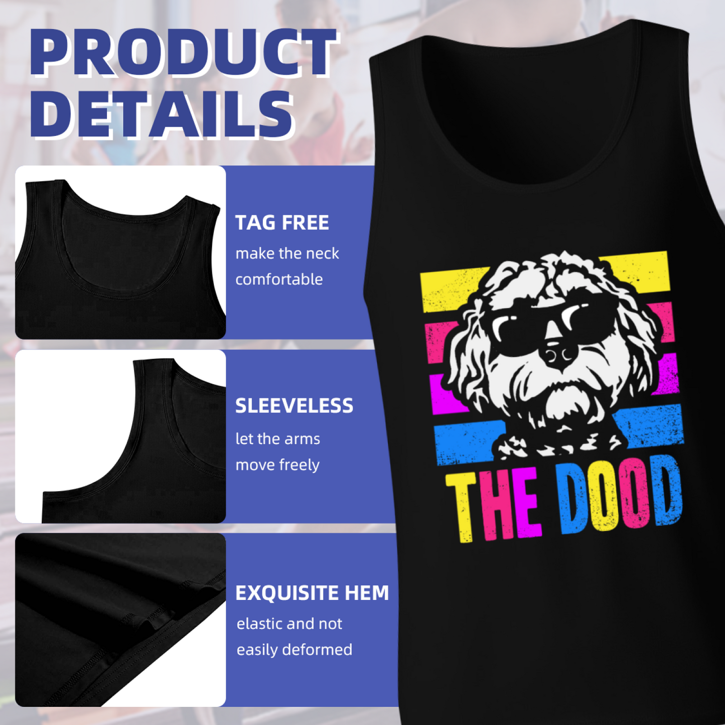The Dood Cool Goldendoodle Dog Color Stripes Men Tank Top