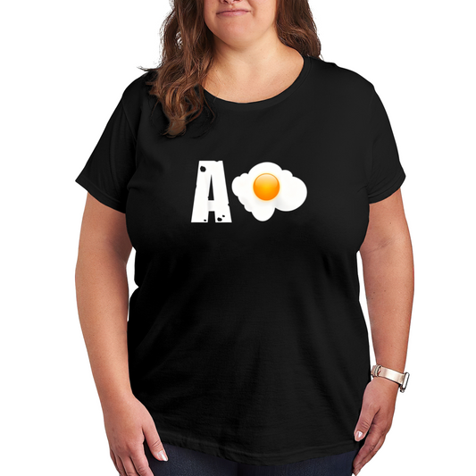 Funny Letter A Fried Egg Unique Humor Plus Size Women Printed T-Shirt