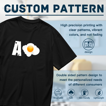 Funny Letter A Fried Egg Unique Humor Plus Size Women Printed T-Shirt
