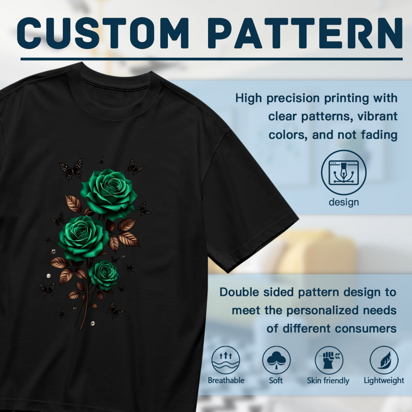Dark Emerald Green Rose Bouquet Elegant Gothic Plus Size Women Printed T-Shirt
