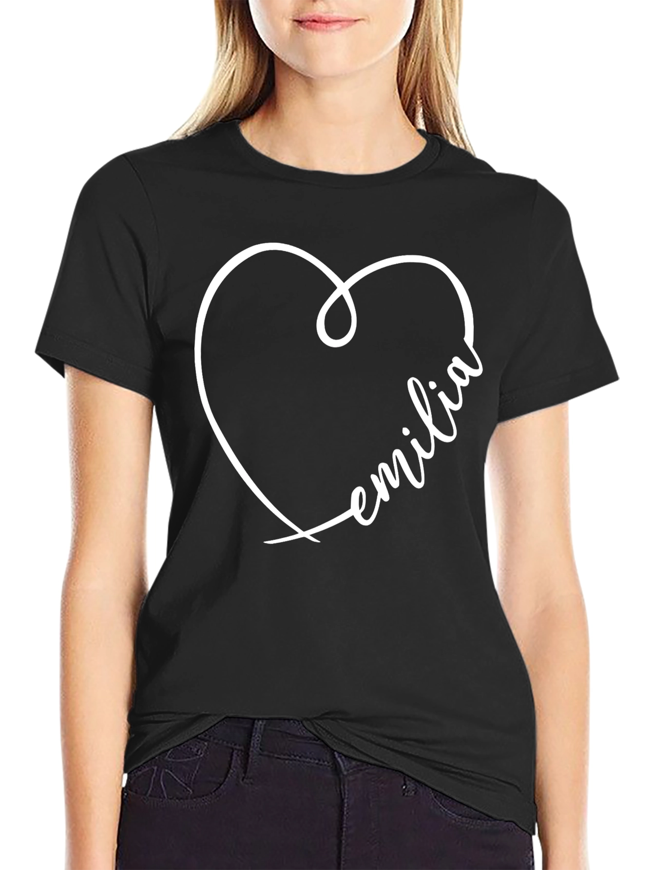 Emilia Heart Graphic Tee - Black