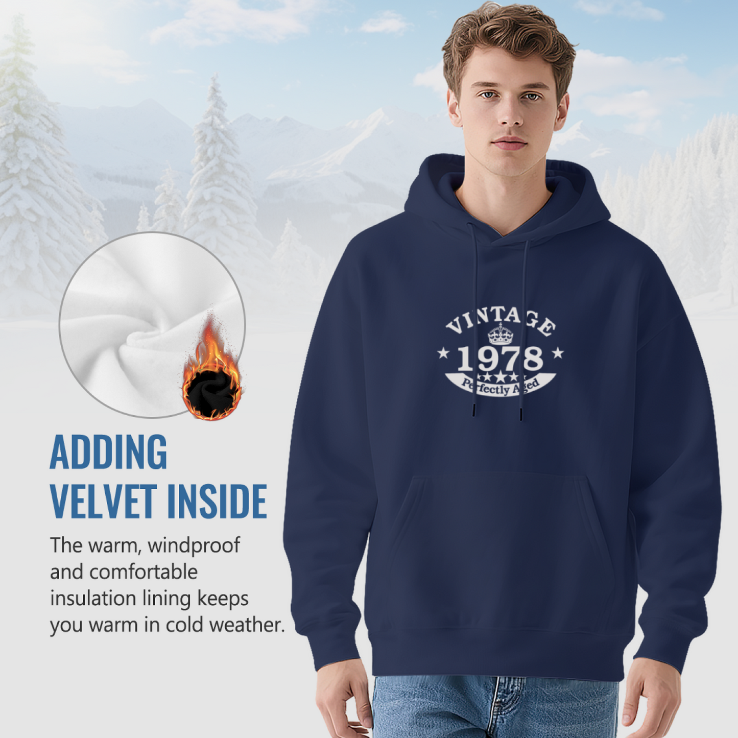 Men's Vintage Hoodie: Nintaga 1978 Retro Style, Soft Fabric