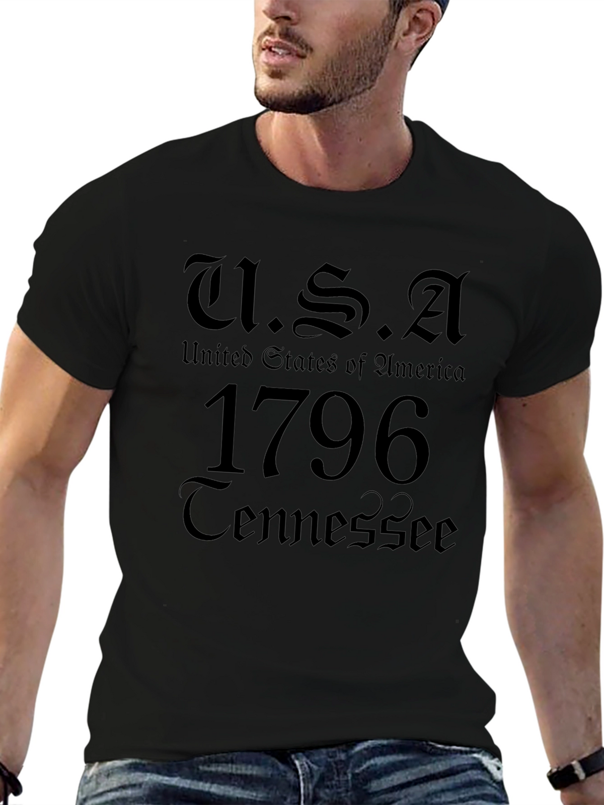 USA 1796 Tennessee Black T-Shirt