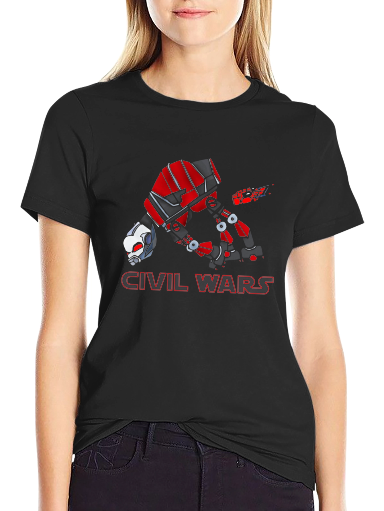 Civil War Ant-Man Graphic Print Black T-Shirt