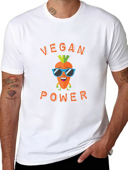 Vegan Power Graphic Tee - Carrot Cartoon