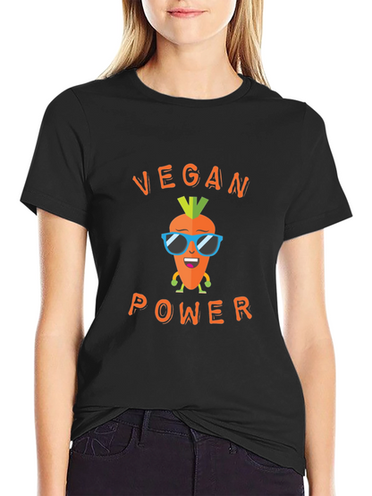 Vegan Power Graphic Tee - Carrot Cartoon