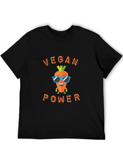 Vegan Power Graphic Tee - Carrot Cartoon