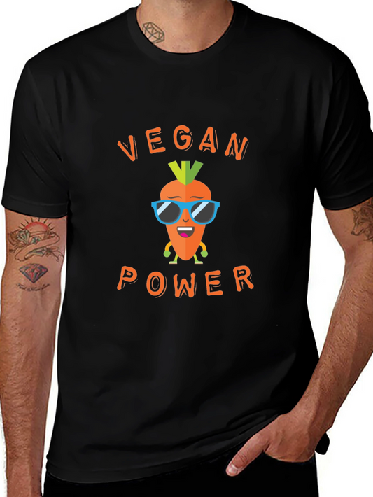 Vegan Power Graphic Tee - Carrot Cartoon