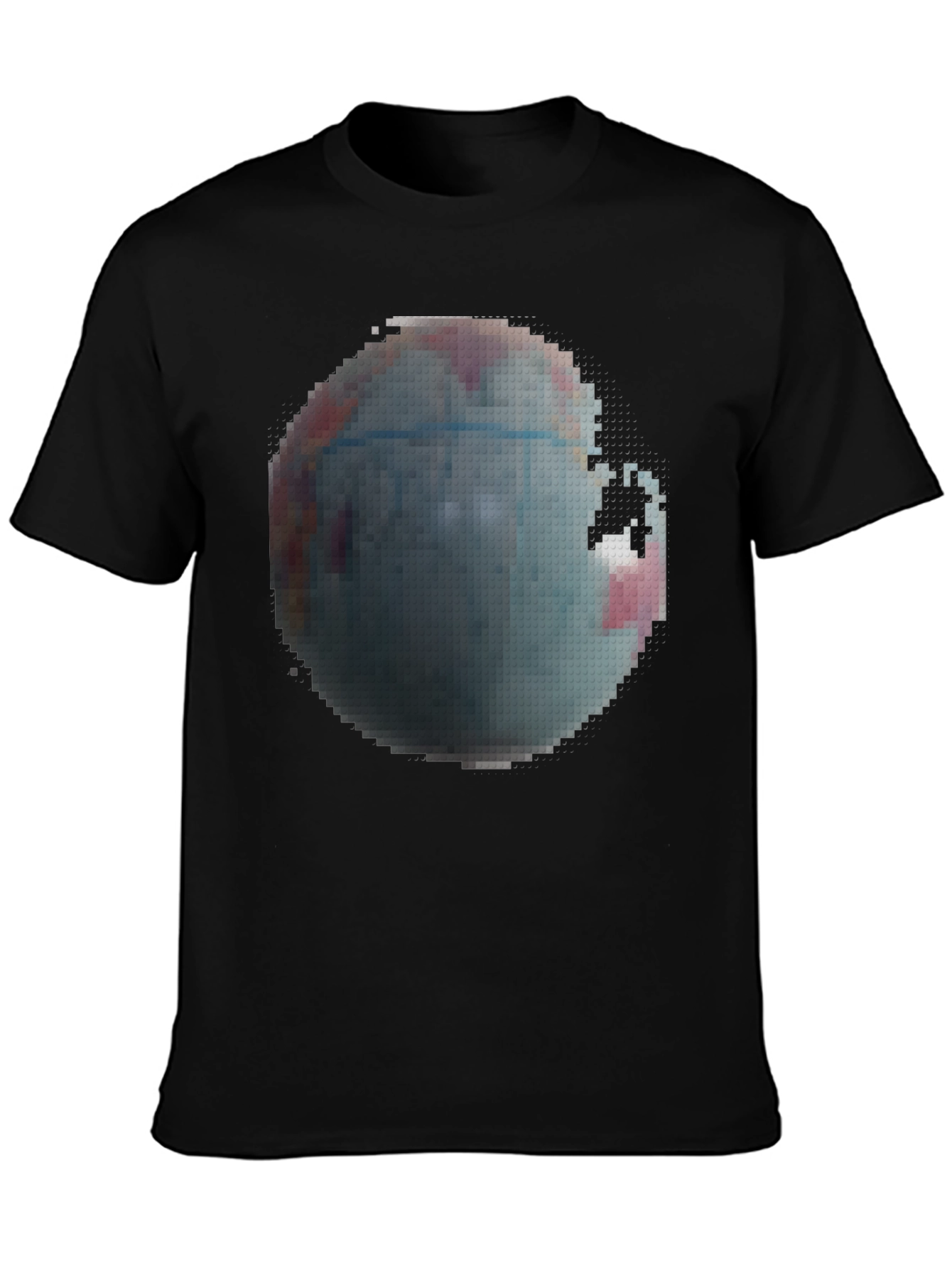 Pixelated Earth Graphic Black T-Shirt
