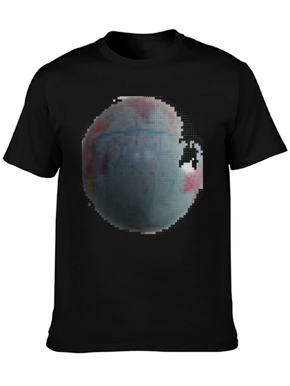 Pixelated Earth Graphic Black T-Shirt